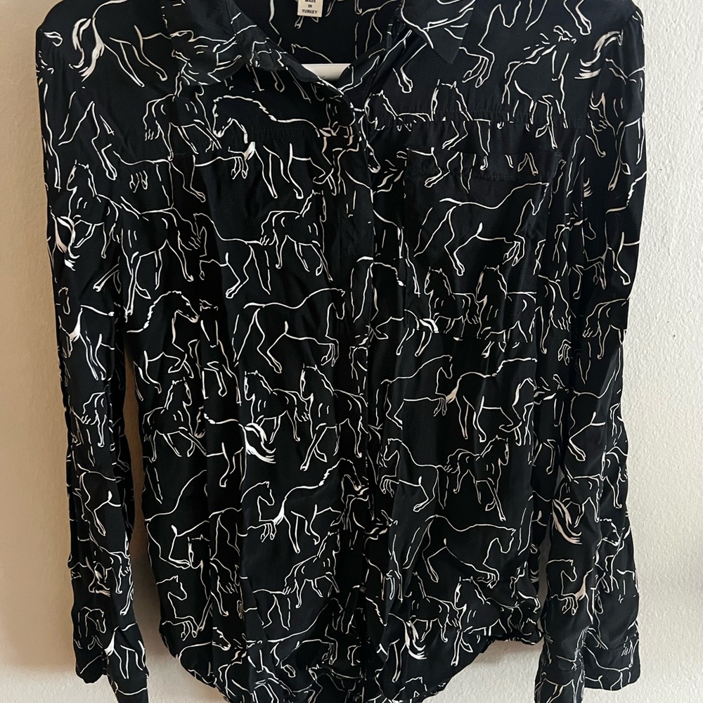 Whistles Black and White Graphic Blouse
